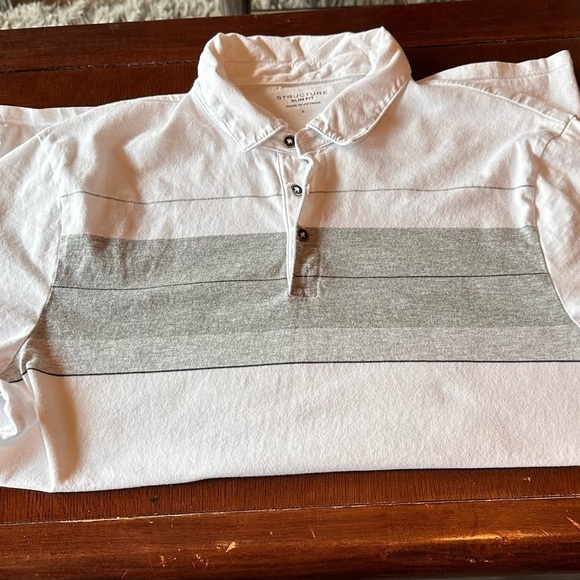 Structure Polo Shirt White and Gray Gradient Design - Picture 4 of 4